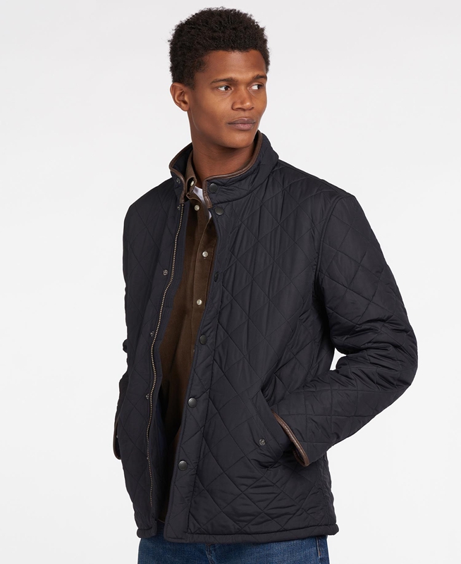 Men\'s Barbour Powell Quilted Jackets Navy | UMQI-73942