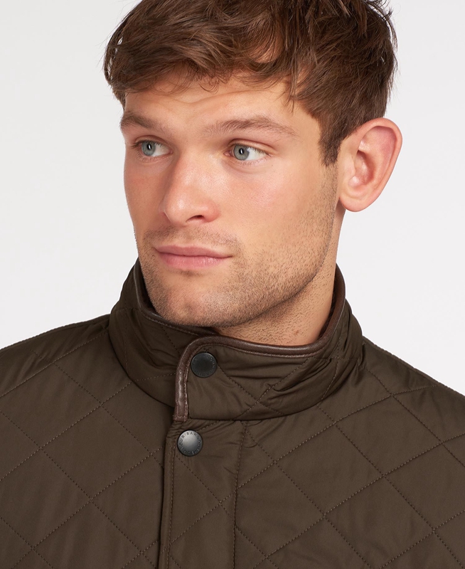 Men's Barbour Powell Quilted Jackets Olive | WNKA-61590