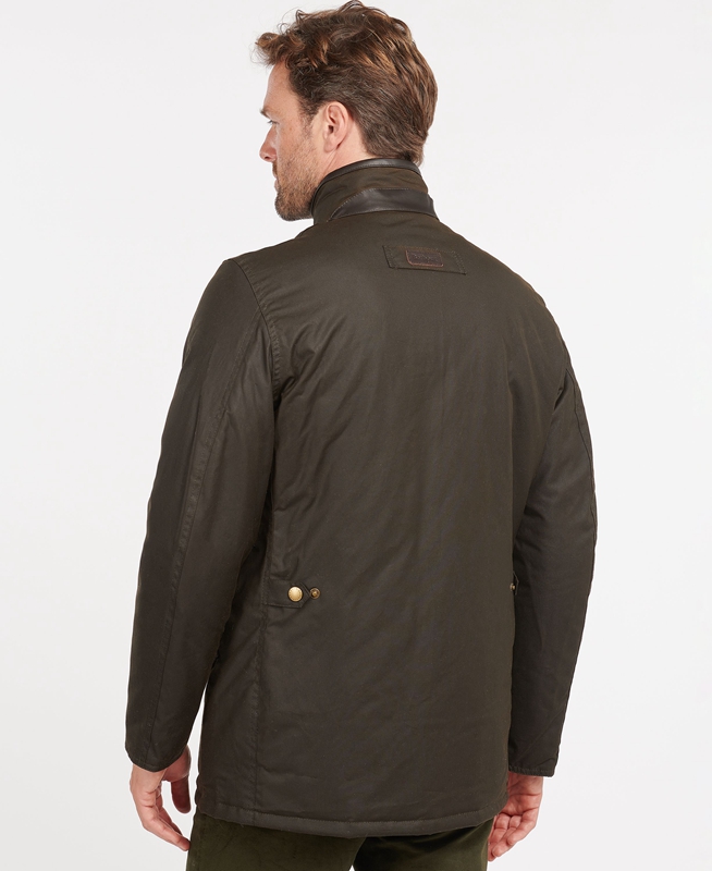 Men's Barbour Prestbury Waxed Jackets Olive | BKDE-60842