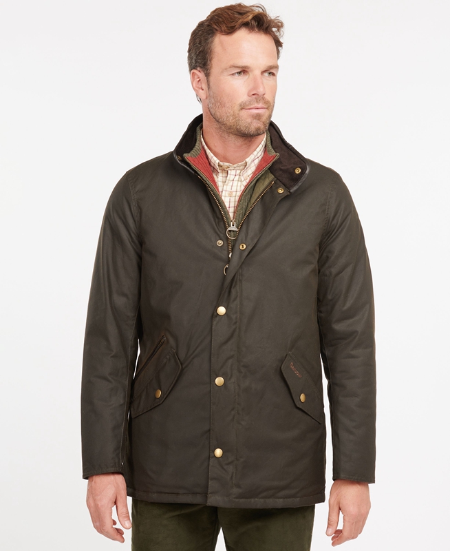 Men\'s Barbour Prestbury Waxed Jackets Olive | BKDE-60842