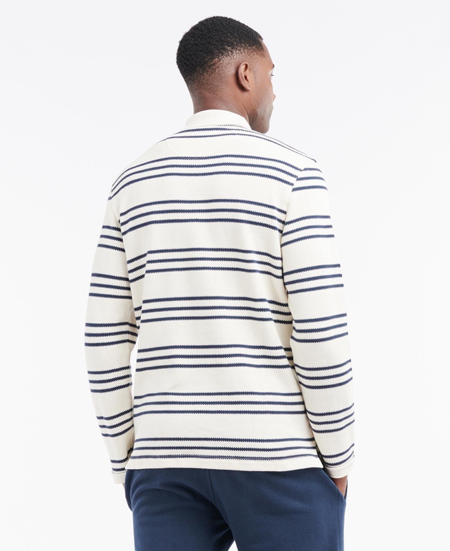 Men's Barbour Rake Striped Sweatshirts Beige | ZDTB-05329