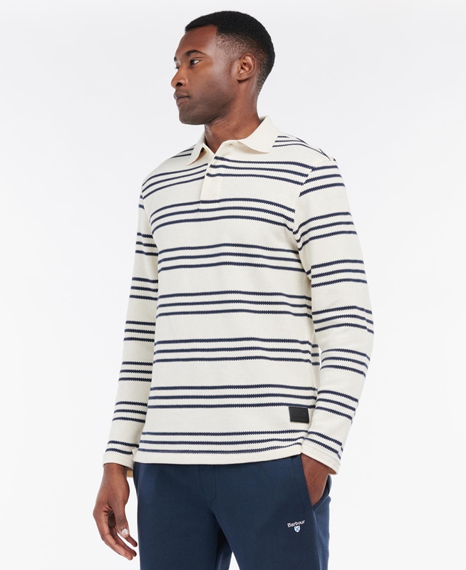 Men\'s Barbour Rake Striped Sweatshirts Beige | ZDTB-05329