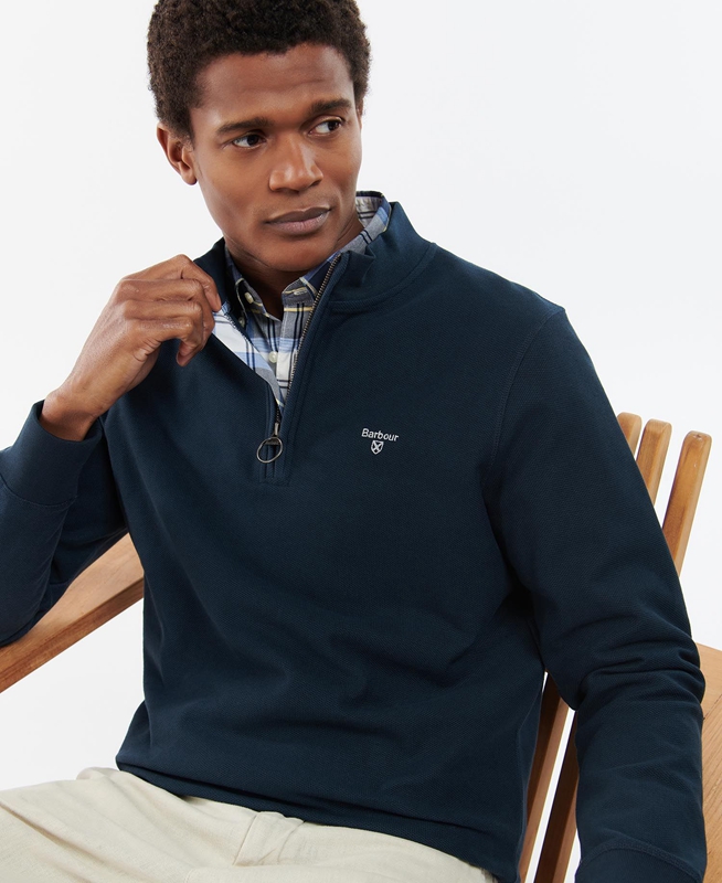 Men's Barbour Rigg Half Zip Sweatshirts Blue | SMXI-51976