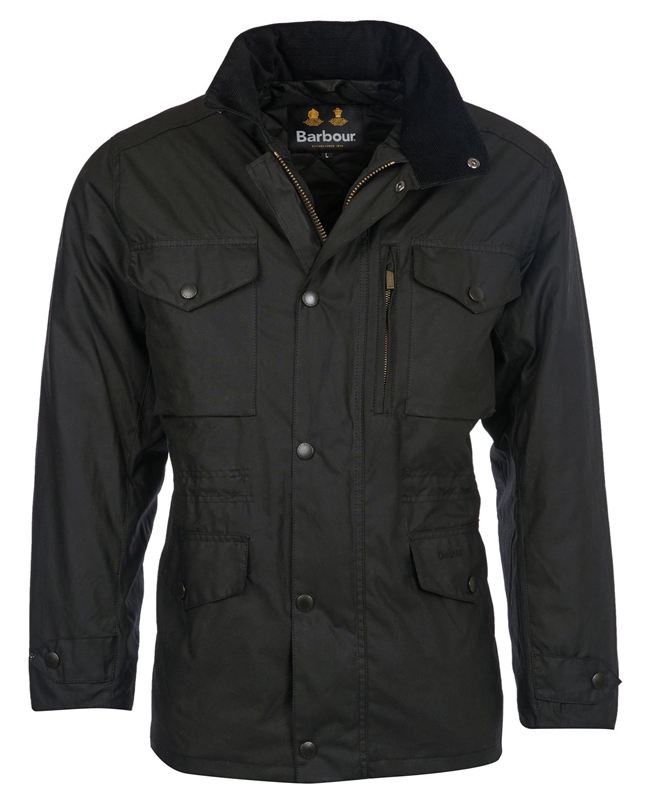 Men's Barbour Sapper Waxed Jackets Black | XFQB-92315