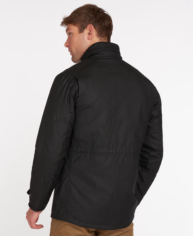 Men's Barbour Sapper Waxed Jackets Black | XFQB-92315