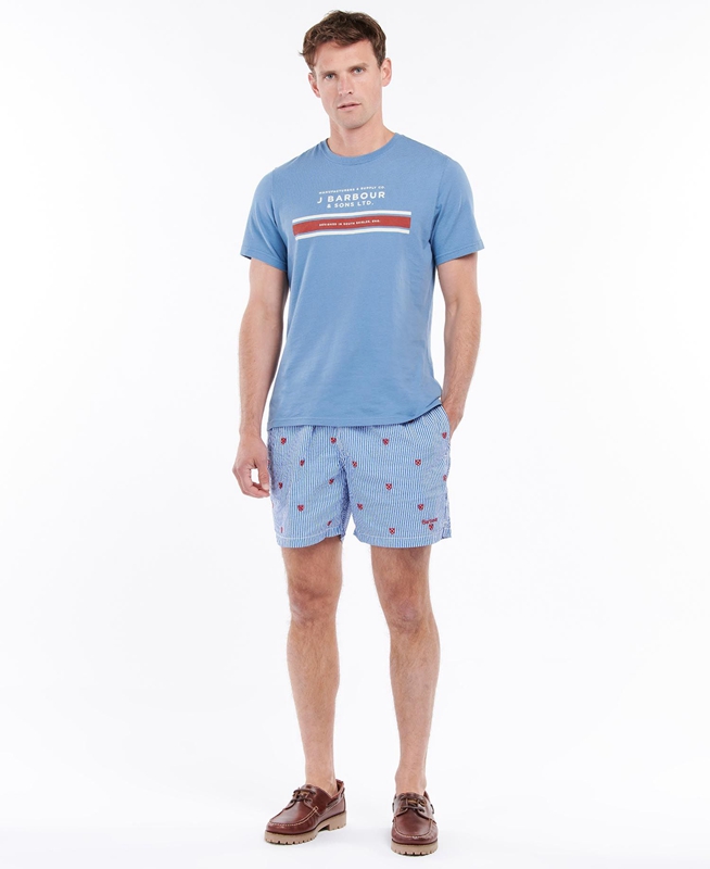 Men's Barbour Shield Swim Pants Blue | GOWQ-03864