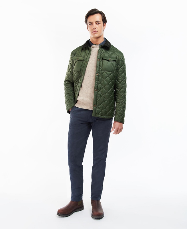 Men's Barbour Shirt Quilted Jackets Green | JEZB-49312