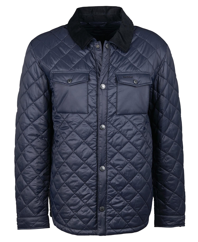 Men's Barbour Shirt Quilted Jackets Navy | CERG-73508