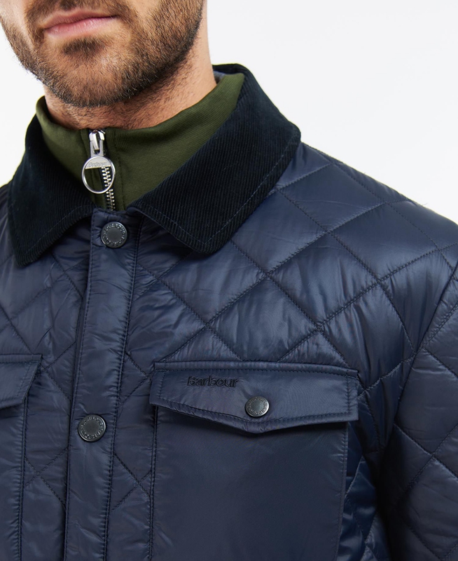 Men's Barbour Shirt Quilted Jackets Navy | CERG-73508