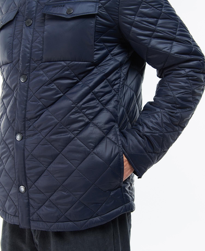 Men's Barbour Shirt Quilted Jackets Navy | CERG-73508