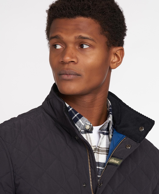 Men's Barbour Shoveler Quilted Jackets Navy | VAWM-13897