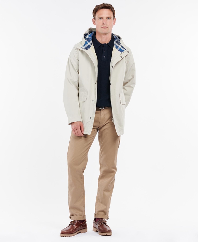 Men's Barbour Summer City Parka Waterproof Jackets Beige | JRYB-01925