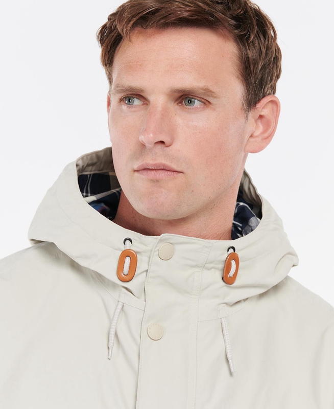 Men's Barbour Summer City Parka Waterproof Jackets Beige | JRYB-01925