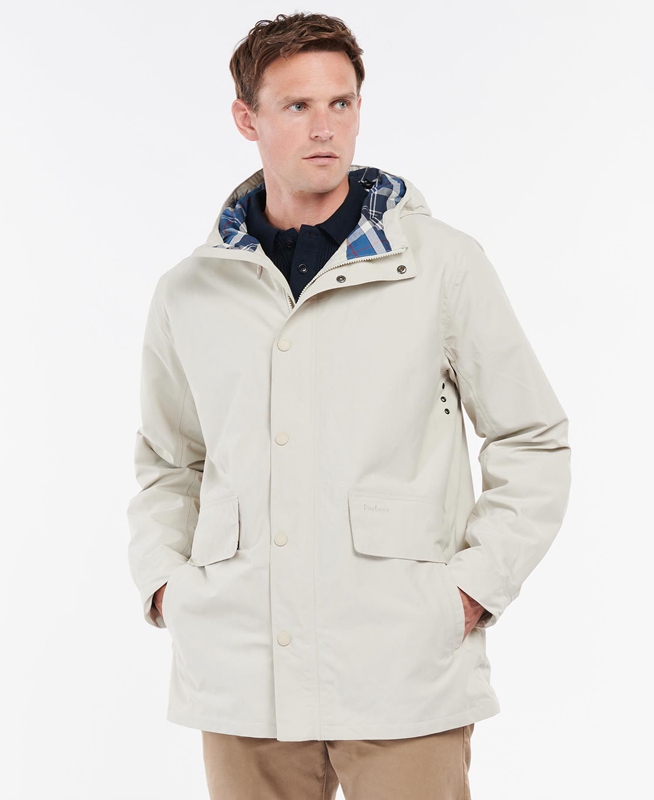 Men\'s Barbour Summer City Parka Waterproof Jackets Beige | JRYB-01925