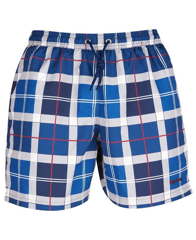 Men's Barbour Tartan Swim Pants Navy | LPRS-23905