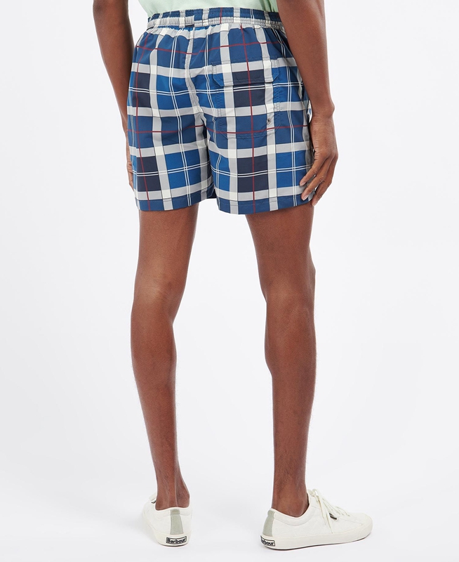 Men's Barbour Tartan Swim Pants Navy | LPRS-23905