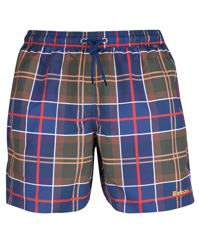 Men's Barbour Tartan Swim Pants Red | VGAP-31486