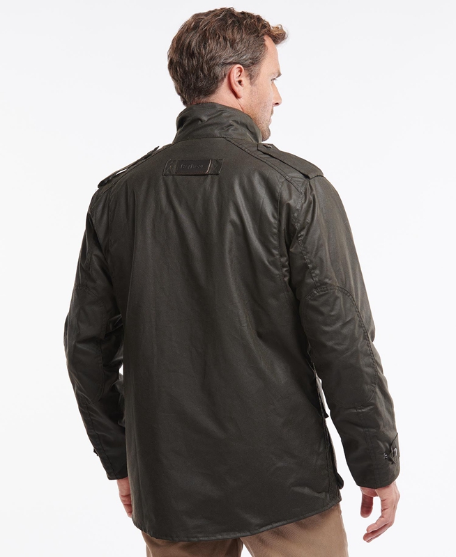 Men's Barbour Trooper Waxed Jackets Olive | WSNU-36904