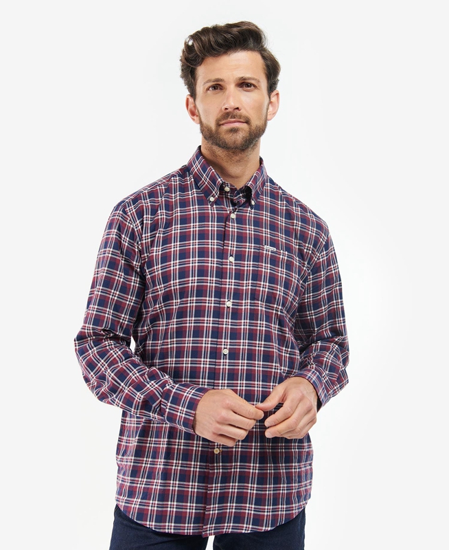 Men's Barbour Turville Regular Fit Shirts Blue | QAZH-57261