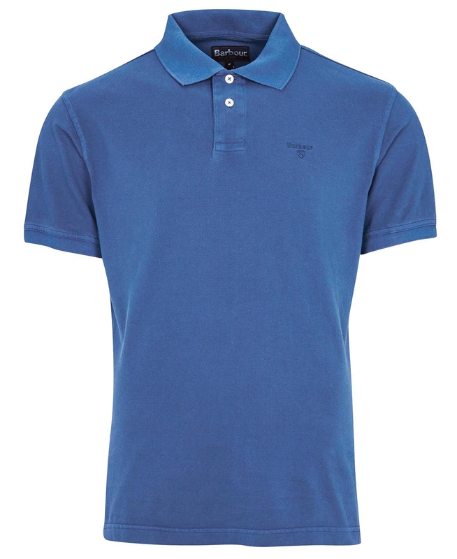 Men's Barbour Washed Sports Polo shirts Blue | MPZE-86479