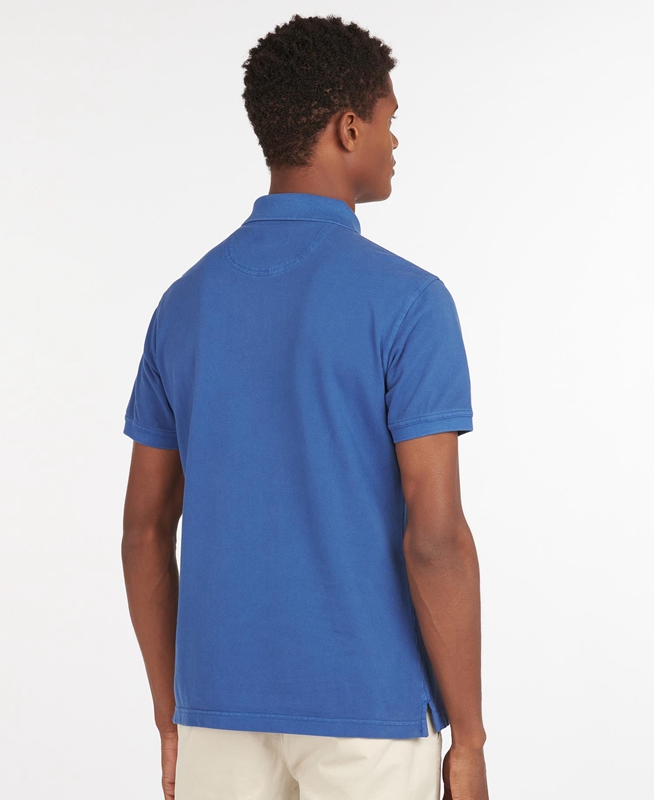 Men's Barbour Washed Sports Polo shirts Blue | MPZE-86479