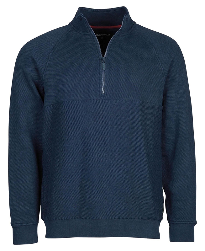 Men's Barbour Wear Half Zip Sweatshirts Navy | DPZV-71596