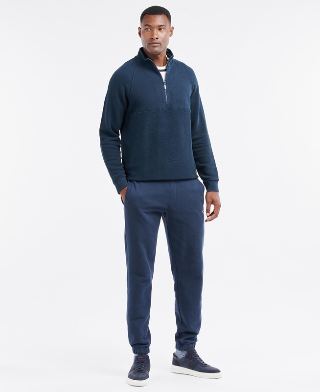 Men's Barbour Wear Half Zip Sweatshirts Navy | DPZV-71596