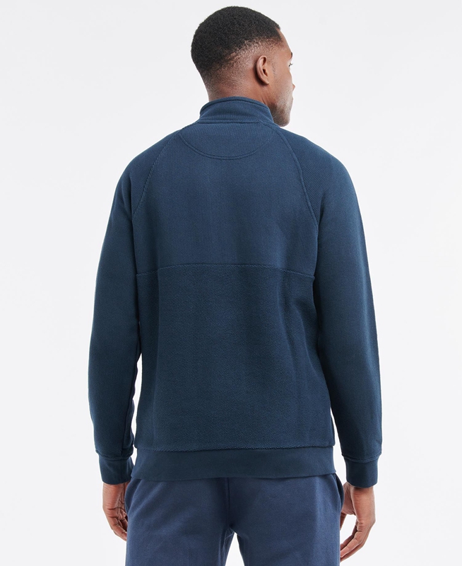 Men's Barbour Wear Half Zip Sweatshirts Navy | DPZV-71596