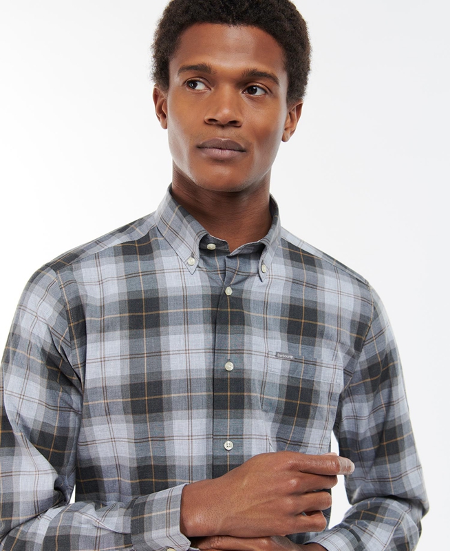 Men's Barbour Wetheram Tailored Shirts Grey | UYPW-73684