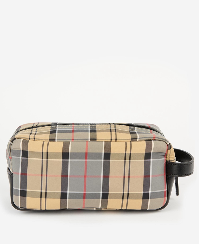 Men's Barbour Wetherham Tartan Washbag Bags Beige | JCOP-02975