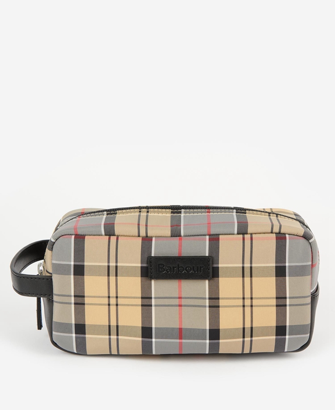 Men\'s Barbour Wetherham Tartan Washbag Bags Beige | JCOP-02975