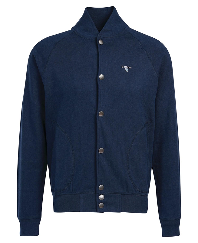 Men's Barbour Whitewell Button Thru Sweatshirts Blue | DSQL-25143