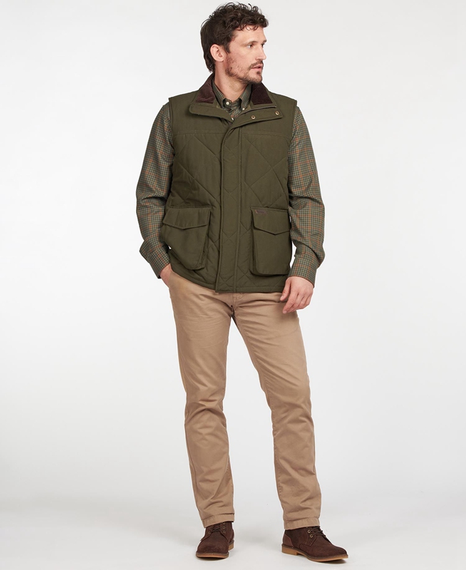 Men's Barbour Winterdale Vest Olive | MNEH-47658