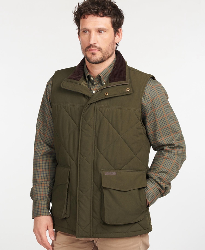 Men\'s Barbour Winterdale Vest Olive | MNEH-47658