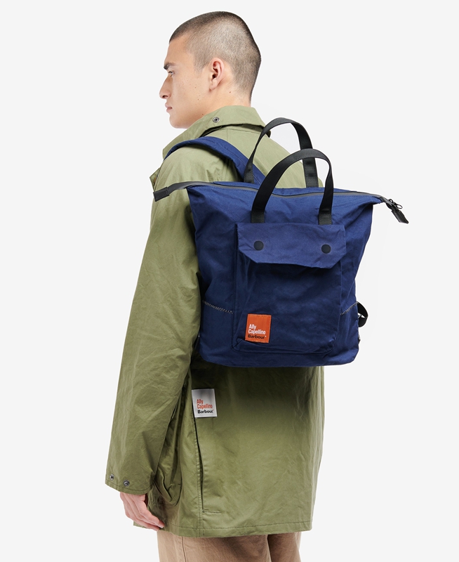 Men's Barbour x Ally Capellino Ben Backpack Bags Navy | MSQO-50781