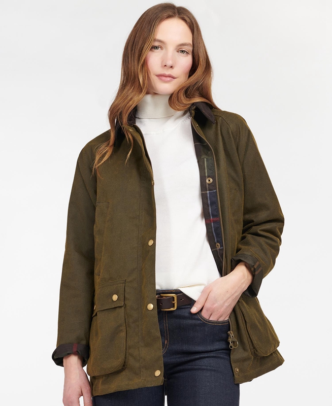 Women\'s Barbour Acorn Waxed Cotton Waxed Jackets Green | KPXW-75481