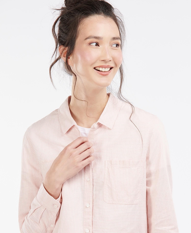 Women's Barbour Beachfront Shirts Pink | PJIK-68172