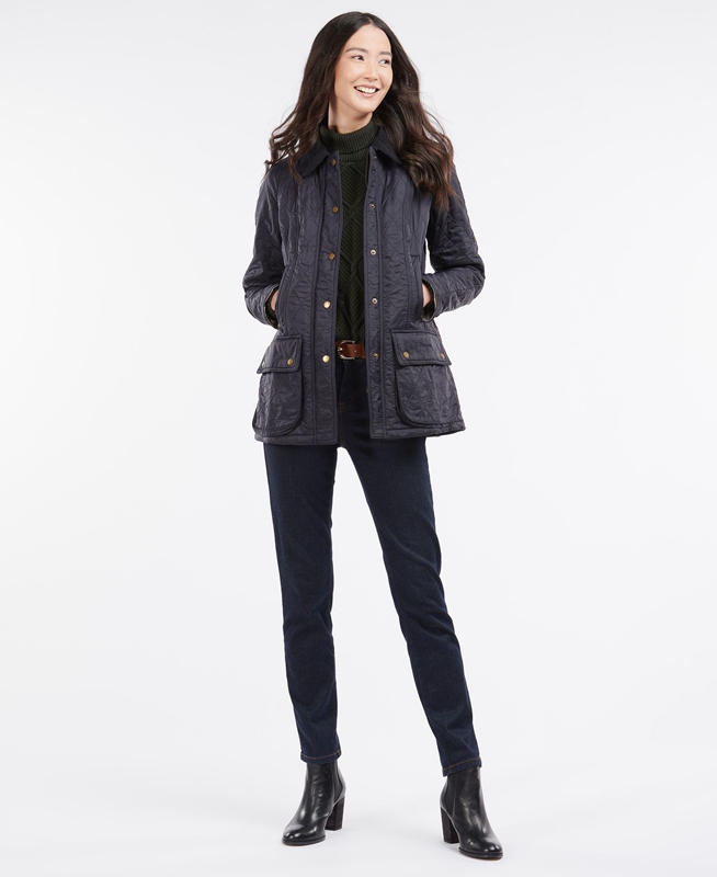 Women's Barbour Beadnell Polarquilt Quilted Jackets Navy | WDZR-96231