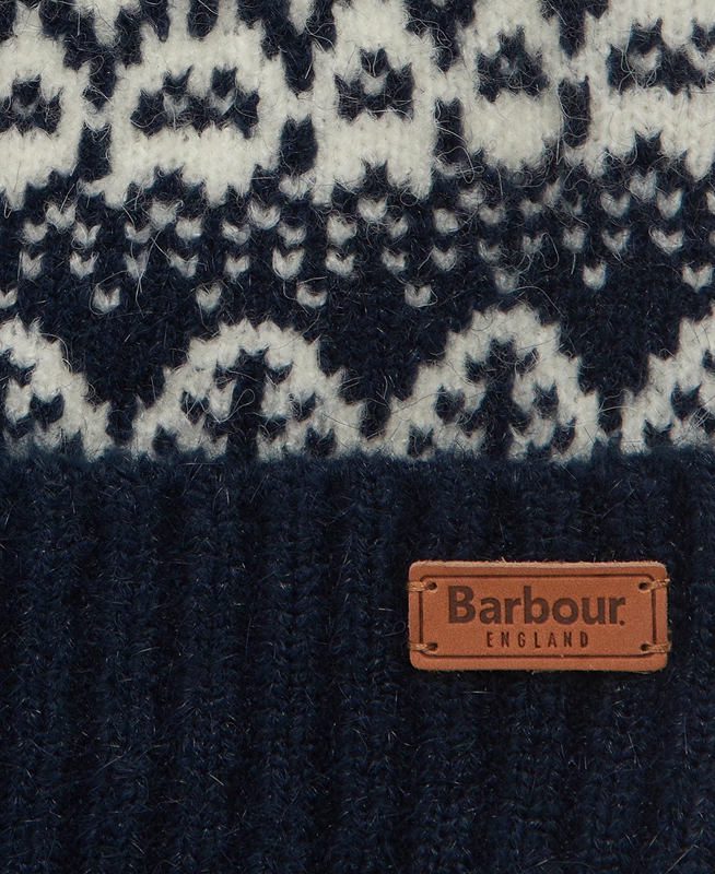 Women's Barbour Beanie Alpine Fair Isle Pom Hats Navy | UAWI-58413