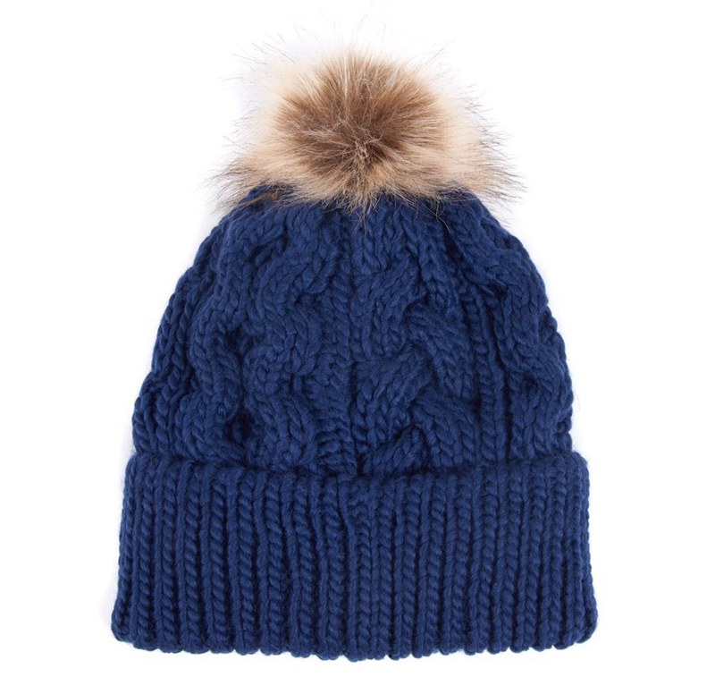 Women's Barbour Beanie Penshaw Cable Hats Blue | EQVC-34752