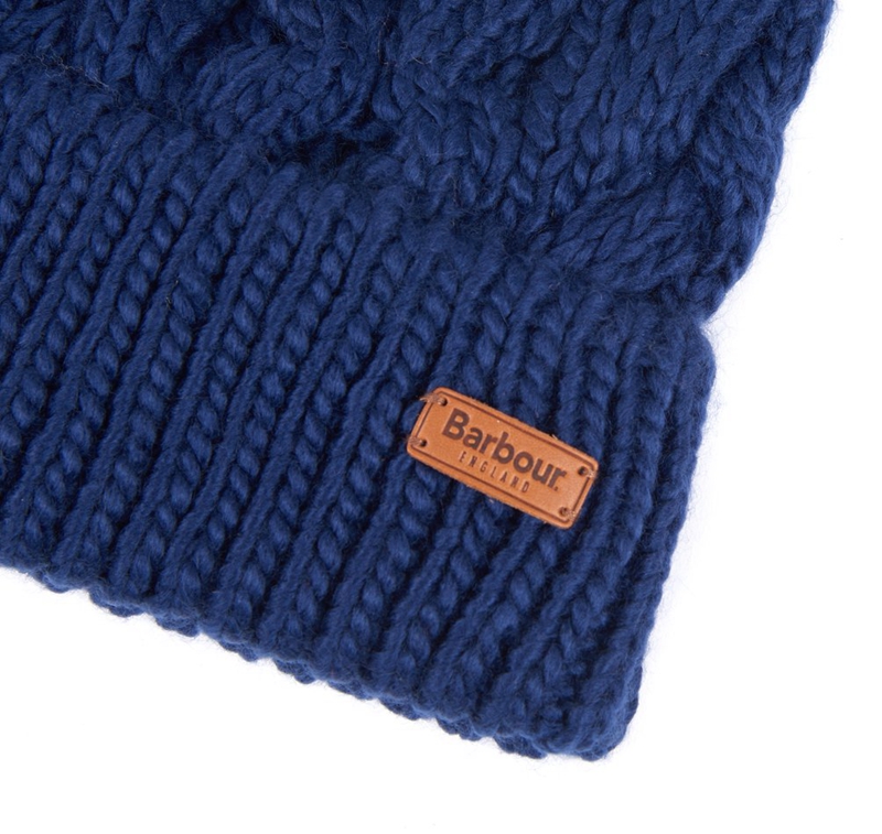 Women's Barbour Beanie Penshaw Cable Hats Blue | EQVC-34752