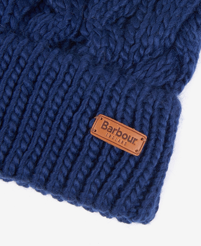 Women's Barbour Beanie Penshaw Cable Hats Blue | EQVC-34752