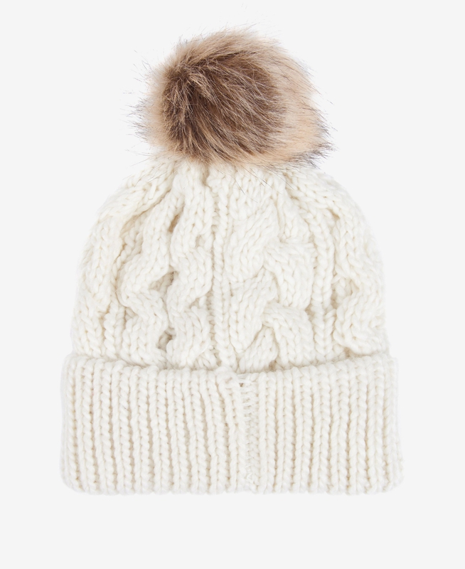 Women's Barbour Beanie Penshaw Cable Hats White | LRDA-61250