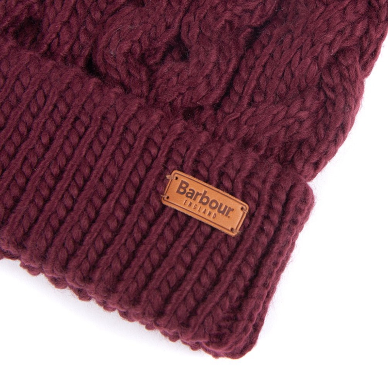 Women's Barbour Beanie Penshaw Cable Hats Purple | ZCSF-14785