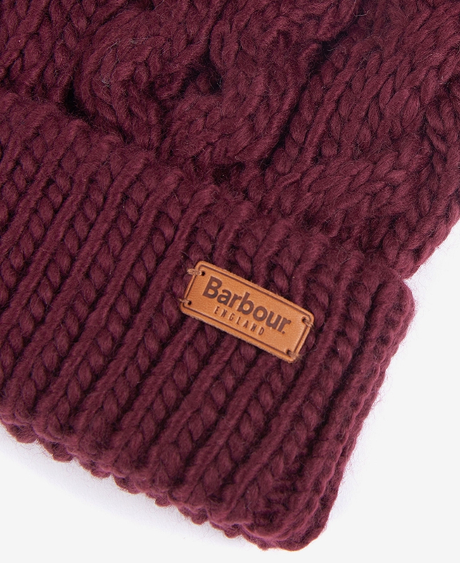 Women's Barbour Beanie Penshaw Cable Hats Purple | ZCSF-14785