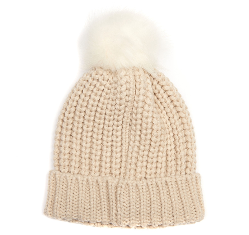 Women's Barbour Beanie Saltburn Hats Beige | RWCX-92315