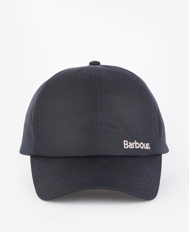 Women's Barbour Belsay Wax Sports Cap Hats Navy | XGDK-51924