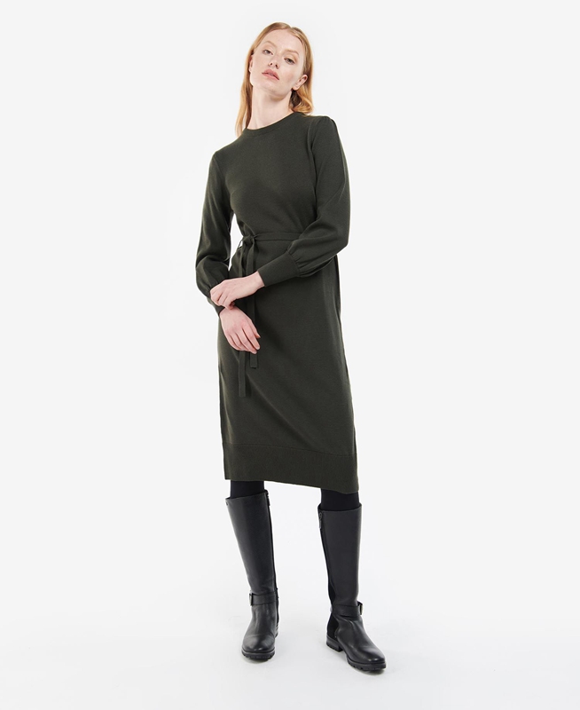 Women's Barbour Birch Dress Olive | KFBL-47312