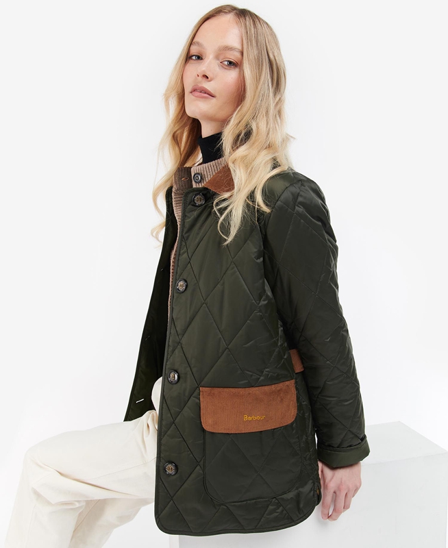 Women's Barbour Bragar Quilted Jackets Olive | CDNF-64723