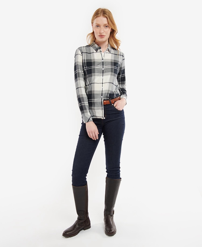 Women's Barbour Bredon Shirts Black / Grey | OXSU-56189